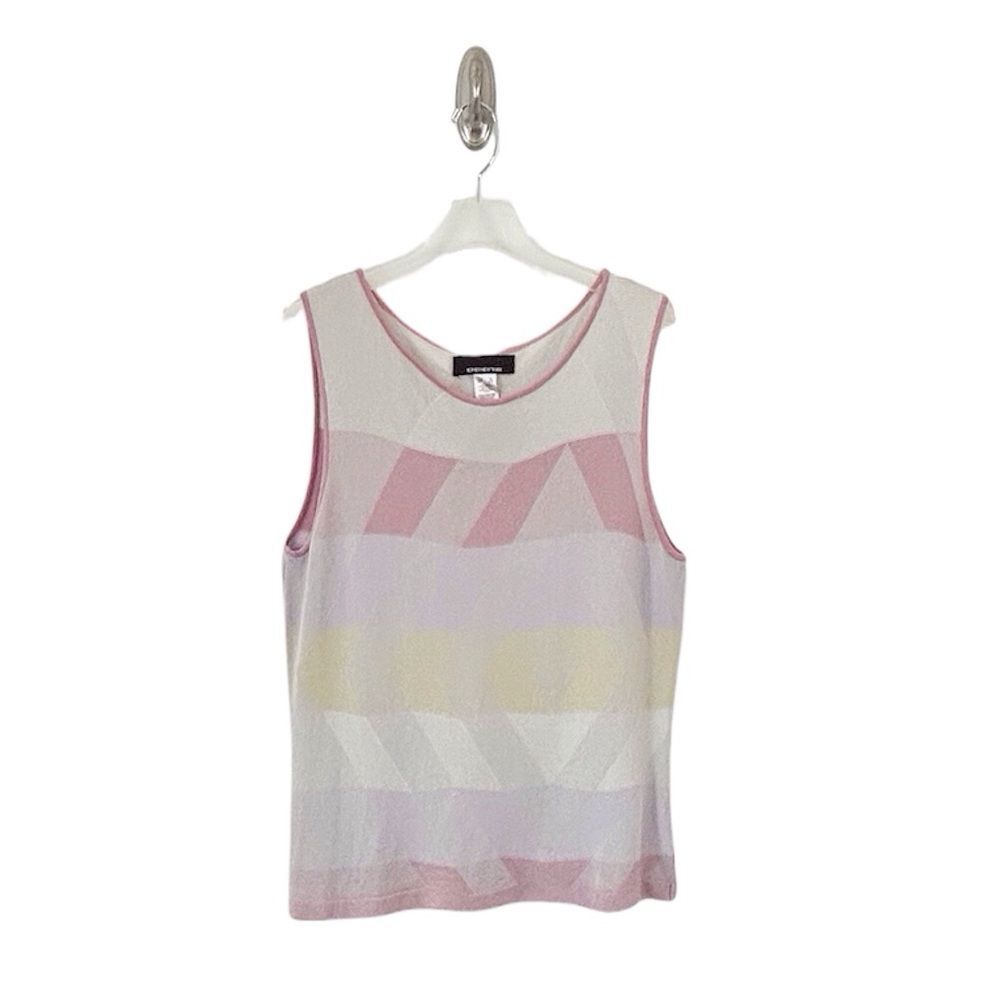 Jones New York Women’s Silver Gray, Pink, Purple & Yellow Slipover Tank Size XL